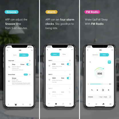 Smart App Alarm Clock with White Noise & Sunrise Lights