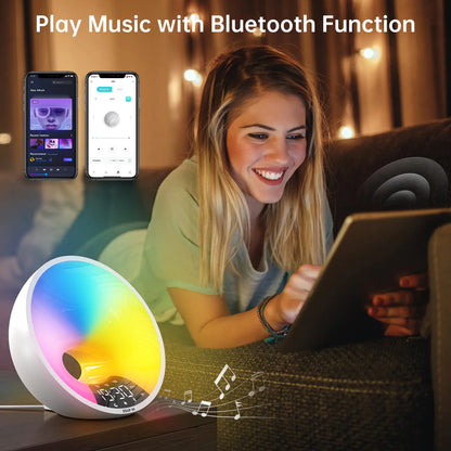 Smart App Alarm Clock with White Noise & Sunrise Lights