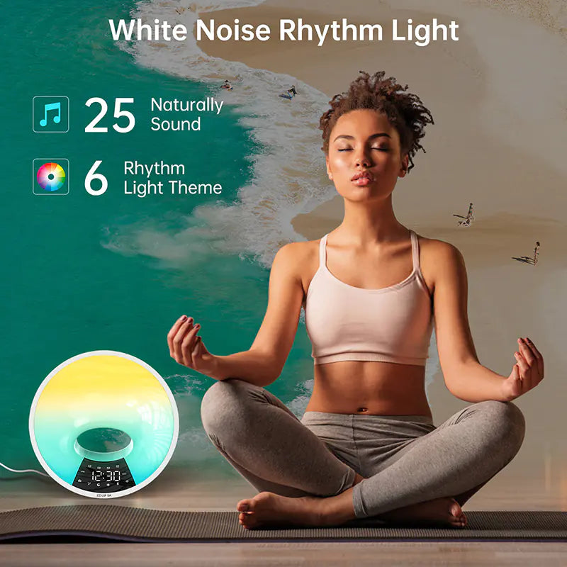 Smart App Alarm Clock with White Noise & Sunrise Lights