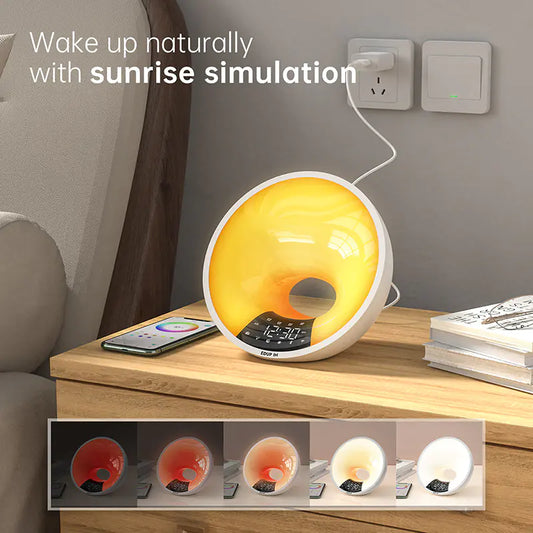 Smart App Alarm Clock with White Noise & Sunrise Lights