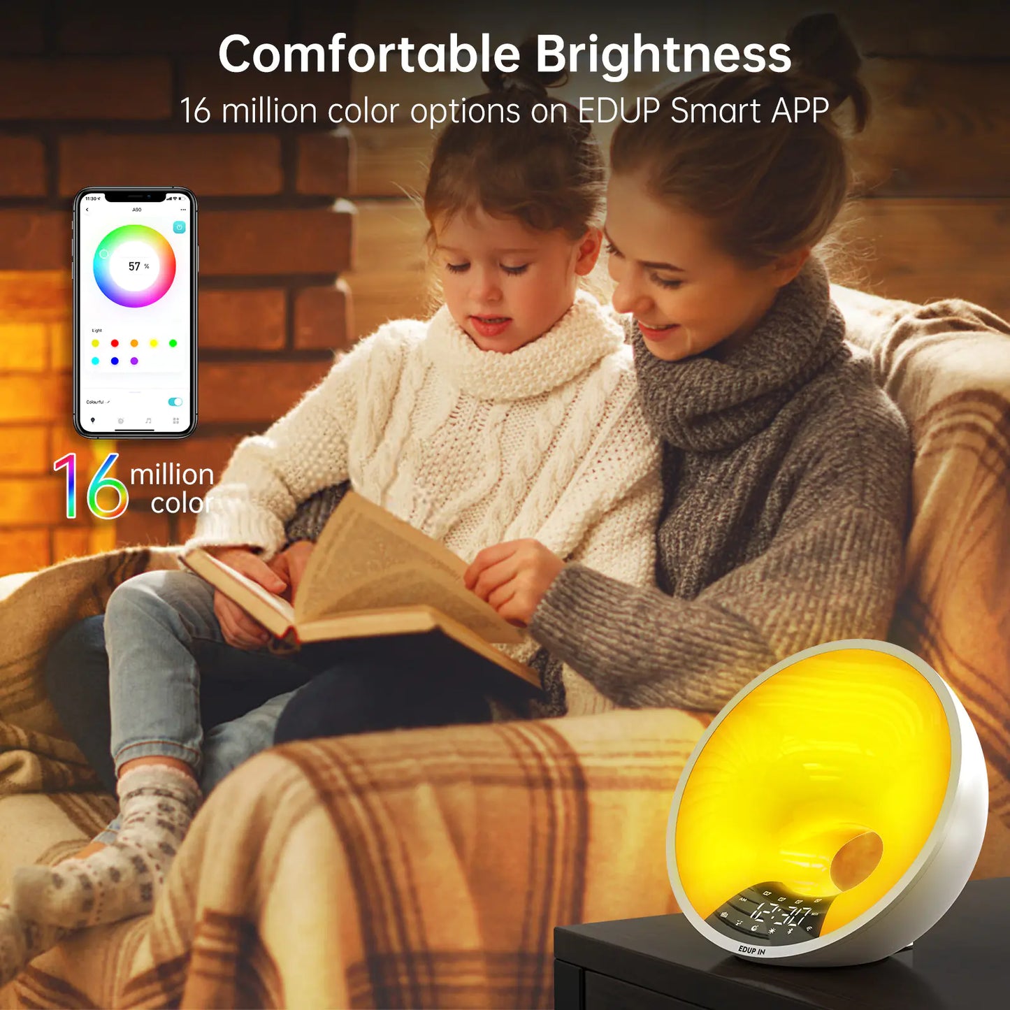 Smart App Alarm Clock with White Noise & Sunrise Lights